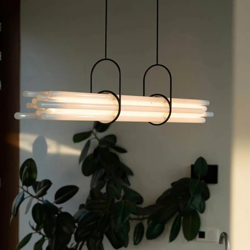 Moderne lange Pendelleuchte für Küchentisch, Insel, Wohnzimmer, Esszimmer, minimalistischer Streifen, kreatives Design, Acryl-Hängekronleuchter