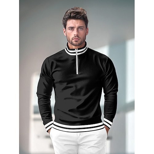 Herren Golf-Poloshirt Schwarz Langarm Oberteil Golfkleidung, Kleidung, Outfits, Kleidung Image