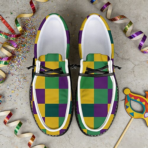 Herren venezianische Masken-Karneval Slipper künstlerische Grafik Leger-Canvas-Bootsschuhe für Mardi Gras Feiern Kostümpartys Festivals Spaziergänge und kreative Street-Style Image