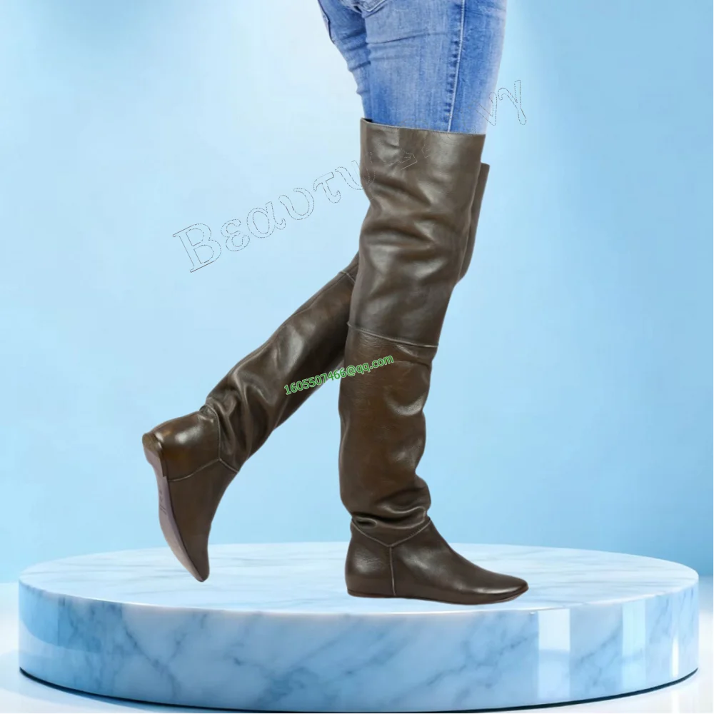 Schwarze Ritterstiefel, große Oberschenkelhohe Herrenschuhe, weich, lang, solide, runde Zehen, kniehohe Schuhe für Herren, neue Zapatos Para Hombres