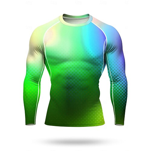 Herren Unisex Lauf-T-Shirt Sportshirt Fitnessshirt Trainingsshirt Trainingshemd Langarm T-Shirt Sommer Frühling Herbst Winter Geometrisch UPF 50 UV-beständig LSF 50 Weich Geländerad Fitnesstraining Image