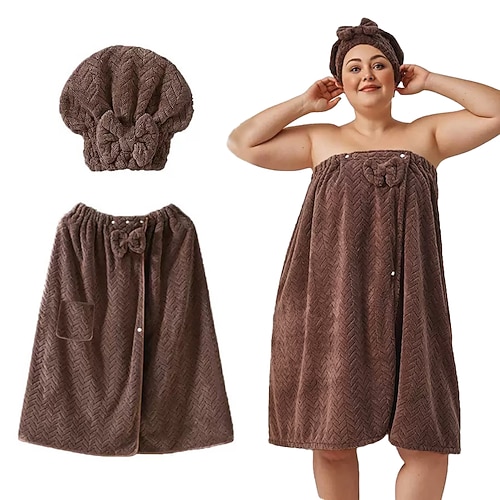 Baderock und Badekappe in großen Größen, verstellbar, schnelltrocknend, bequeme und praktische Badebekleidung, perfekt nach dem Baden, am Pool und unter der Dusche, schnelltrocknend und mit verstellbarer Passform Image