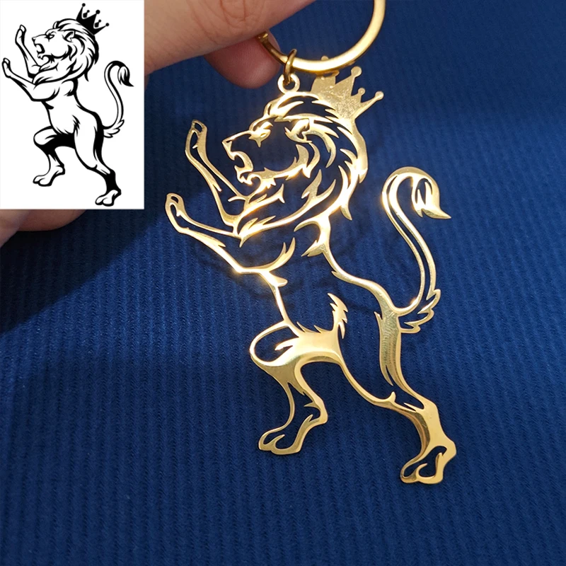 Benutzerdefinierter großer Schlüsselanhänger, personalisierbar, 80 mm, herrschsüchtiges Löwen-Design, Unterstützung, Zeichnung, Kunstwerk, Skizzen-Schlüsselanhänger, individuelles Firmenlogo Image