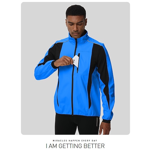 Herren Fahrradjacke Fleecejacke Winter Fleece-Futter Winddicht Warm Radfahren Fahhrad Trainingsanzug Winter Fleecejacke Schwarz Blau Orange Fahrradbekleidung Image