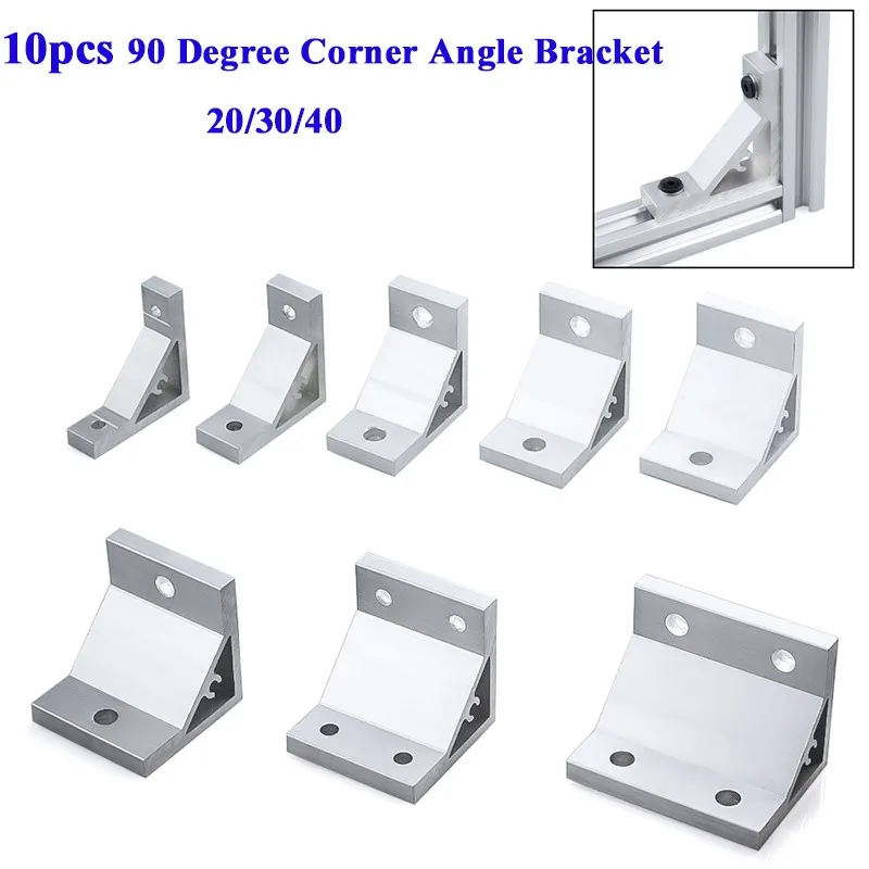 10 Stück 90-Grad-Eckwinkelhalterung 53 x 53 mm 2020 3030 4040 4545 Verbindungsgelenk für 3D-Drucker mit Aluminiumprofil und Befestigungselement Image