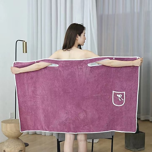 Tragbarer Duschrock für Damen in großen Größen, dicker Bademantel aus Korallenfleece, saugfähiger, tragbarer Handtuchrock für erwachsene Frauen, für Bad, Dusche und Spa zu Hause Image
