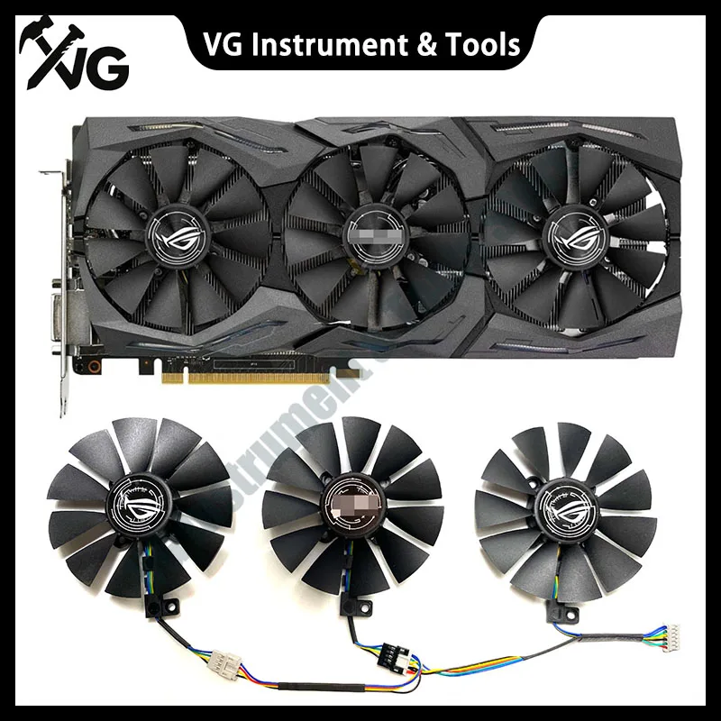 1/3 Stück Neu für ASUS GeForce GTX 1060 1070 1080 1080ti ROG STRIX Grafikkarten-Ersatzlüfter FDC10U12S9-C FDC10H12S9-C Image