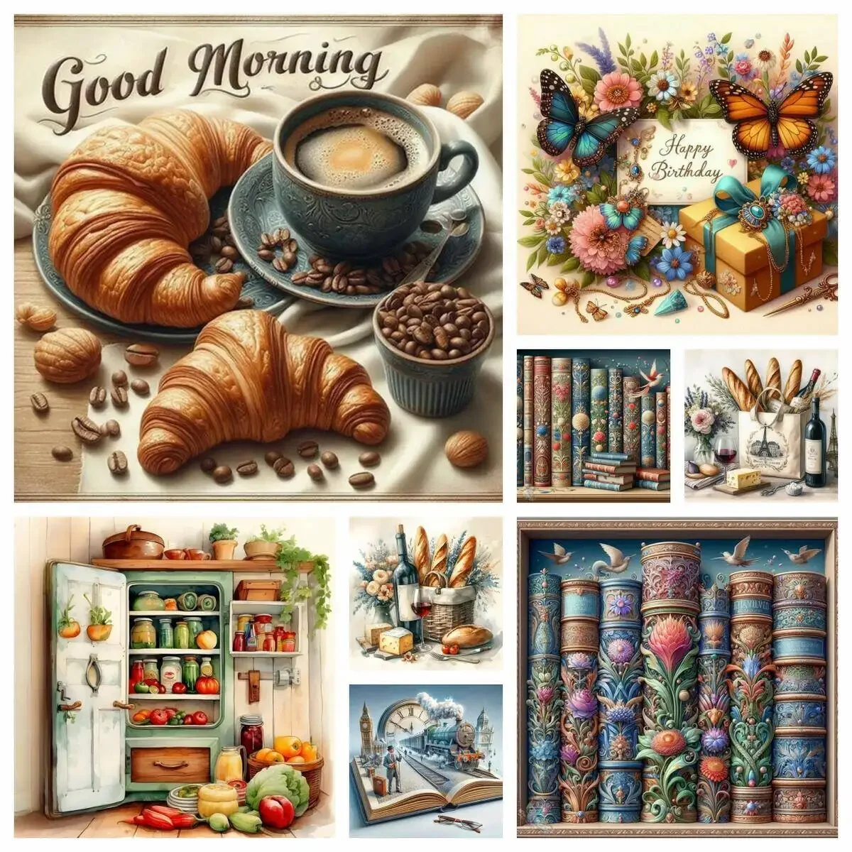 Bild Ölgemälde nach Zahlen Kaffeetasse Buch Stein Landschaft Färbung auf Leinwand Handbemalung Kits Wanddekoration