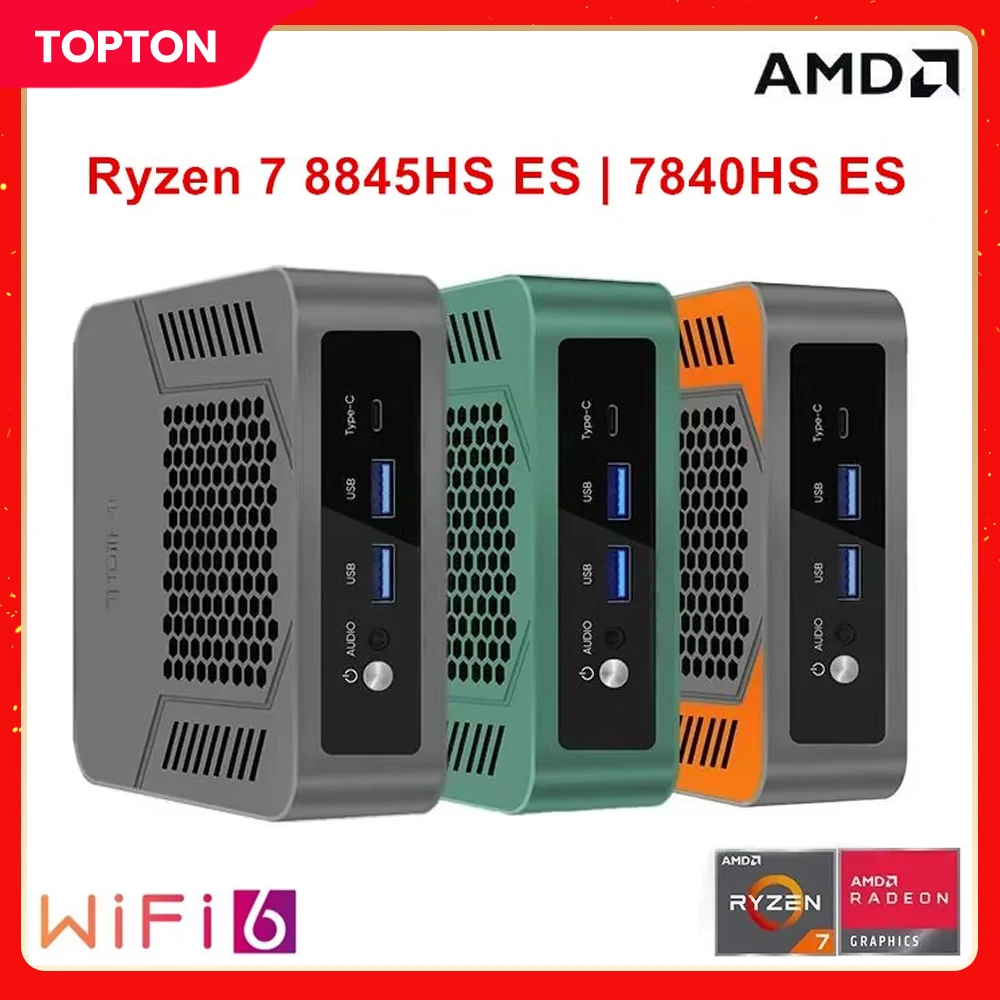 Nuovo Topton Solid Gaming Mini PC AMD Ryzen 9 6900HX ES R7 7840HS ES USB4.0 Dual LAN 2xDDR5 Nuc Mini Computer Windows 11 Pro WiFi6
