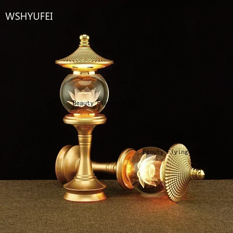 1 stücke Kristall Lotus Kerze Buddha Halle gelb Changming Kerze Hause Gott Reichtum Anbetung Kerzenhalter Buddhistische Dekoration