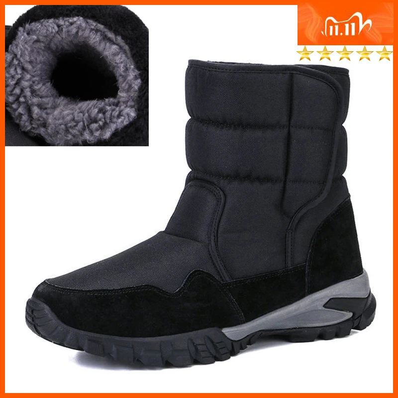 Männer stiefel 2025 winter schuhe verdicken pelz rutschfeste wasserdichte schnee stiefel männer winter stiefel große größe 40-48