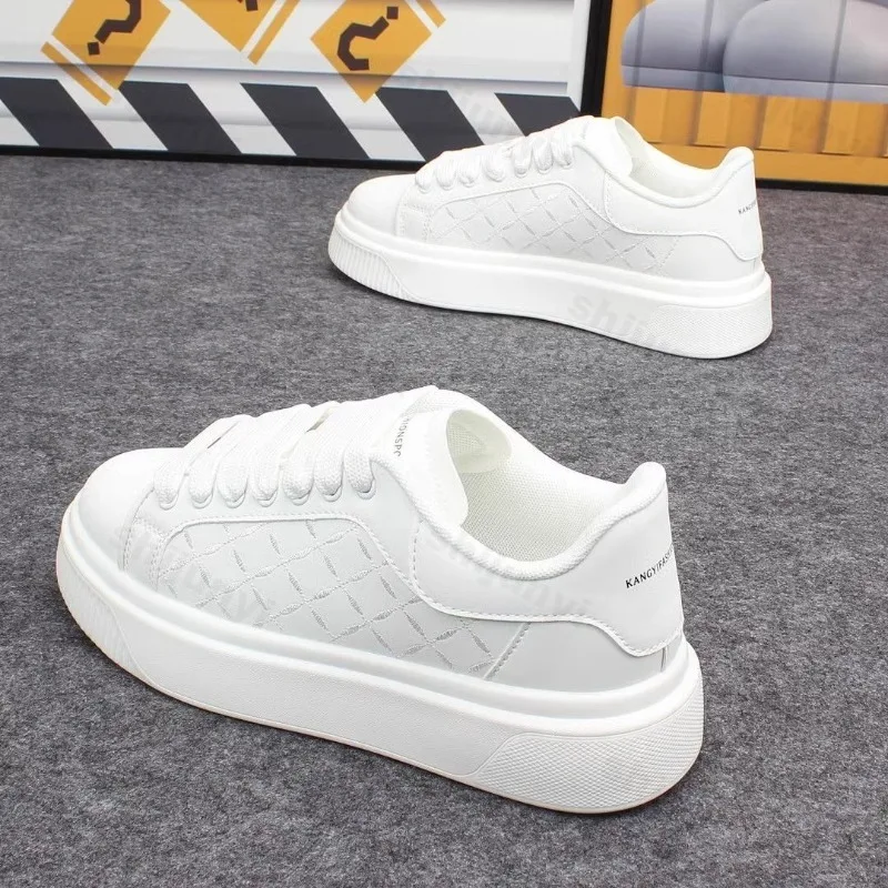 Herrenschuhe 2025, Herbst, bequeme Plattform, lässige Sportschuhe, dicke Sohlen, Schnürung, rutschfest, Outdoor-Mode, PU-Lederschuhe
