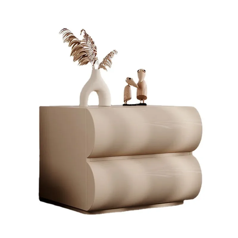 Niedlicher weißer Nachttisch, nordischer minimalistischer Luxus, kleiner Nachttisch mit Schubladen, einzigartige Mesita De Noche Dormitorio Schlafzimmermöbel Image