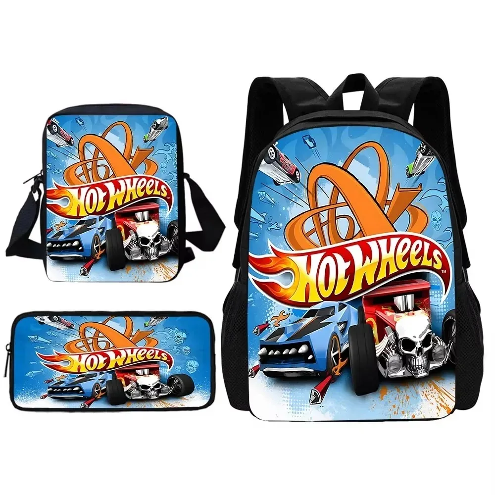 École enfant dessin animé Hot Wheels voitures sac à dos avec sac à bandoulière sacs à crayons sacs d'école pour garçons filles meilleur cadeau