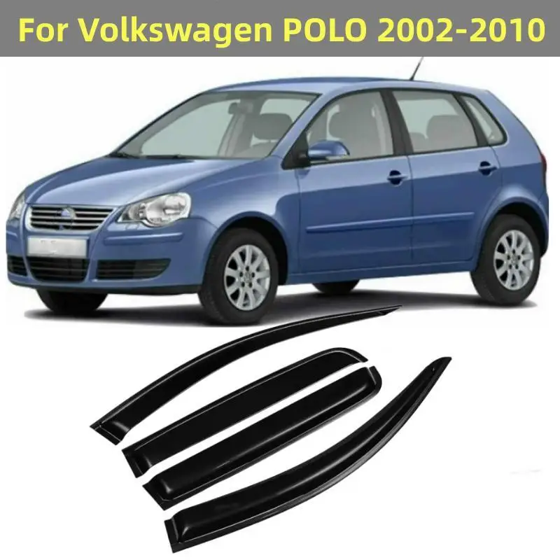 Für Volkswagen VW POLO 2002-2010 Auto Styling Fenster Visier Sonne Regen Deflektor Schutz Markisen Shelter Trim Außen Zubehör Image