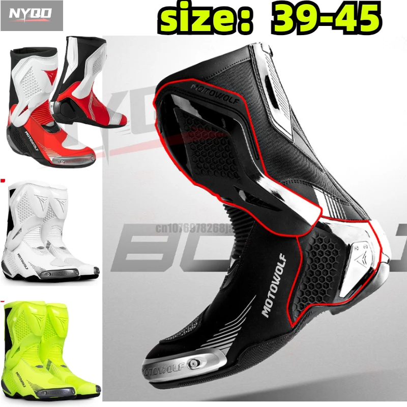 MOTOWOLF Motorradstiefel Knight Torque 3, Reitstiefel für Damen, rosa, schwarz, Motorrad-Rennstiefel, Schuhe, Zehenpartie aus Titanlegierung