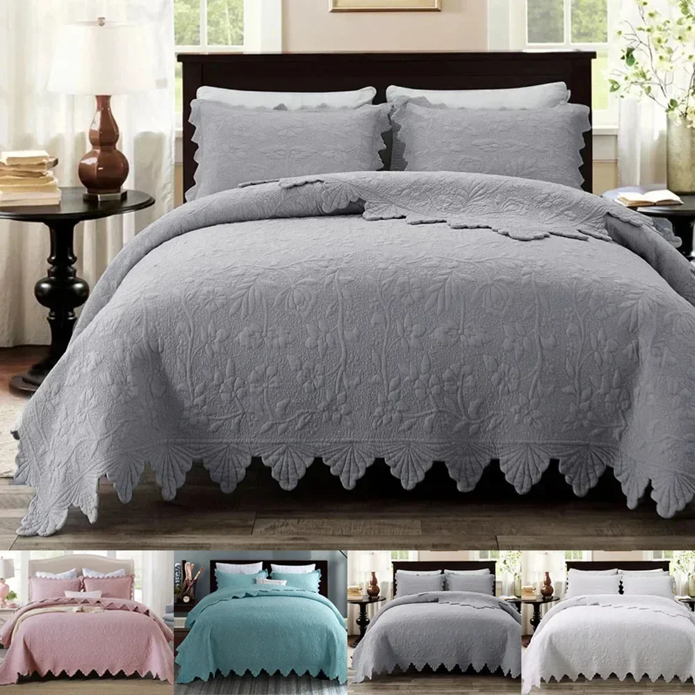 Housse de lit en coton, linge de maison, décor de chambre, point de dentelle, Double couette, couvre-lit à carreaux sur le lit, couvre-lit, drap de lit pour Couple