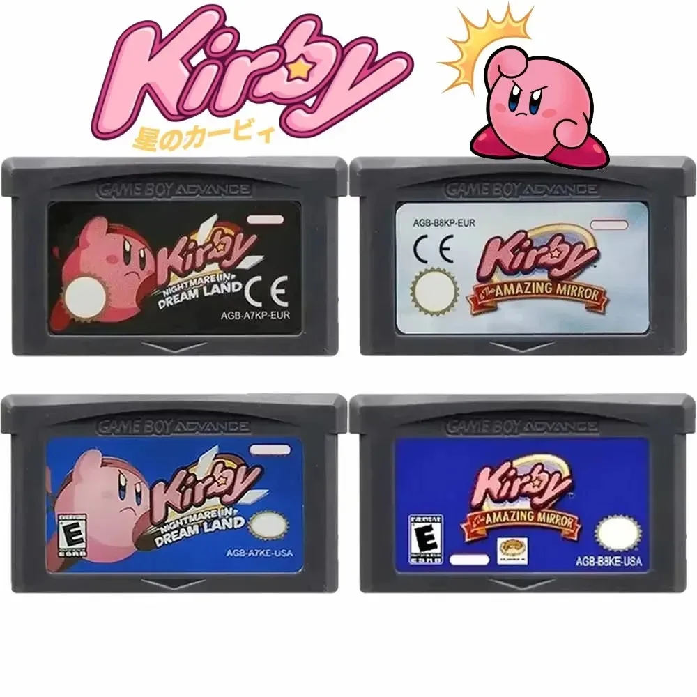 Cartouche de jeu pour GBA NDS GBA Kirby, carte de Console de jeu vidéo 32 bits, Version anglaise, miroir incroyable, jeu Nightmare in Dream Land