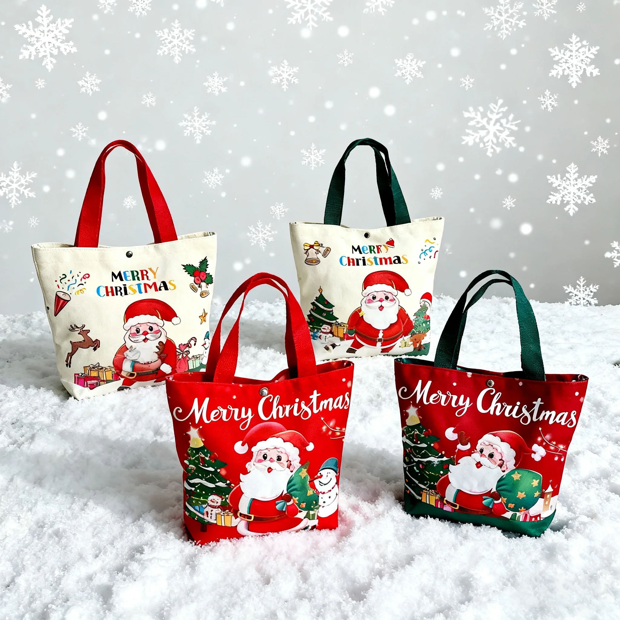 2 teil/satz Weihnachten Geschenk Taschen Cartoon Santa Claus Weihnachten Baum Handheld Leinwand Tasche Weihnachten Feier Decor Frohes Neues Jahr Party geschenk Image
