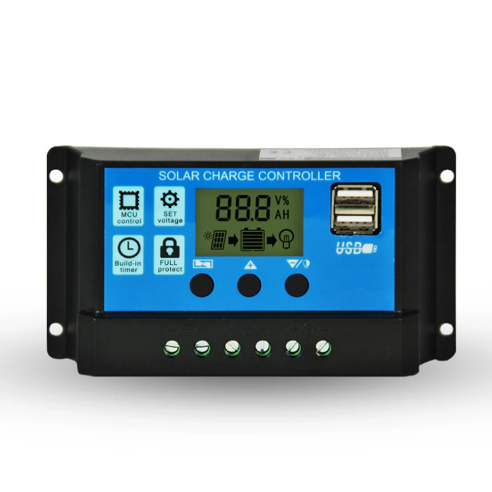 Solar Panel Controller 30A 12V 24V Auto Batterie Laderegler Für PWM Controller LCD Display Dual USB ausgang für PV Hause Image