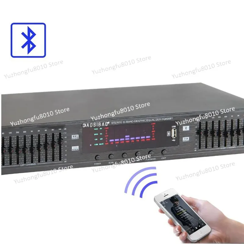 EQ-898BT HIFI Digital HD Stereo Vorverstärker Equalizer Eingebauter USB Bluetooth Home Stage Equalizer Dual 10 Segmente 220 V Image