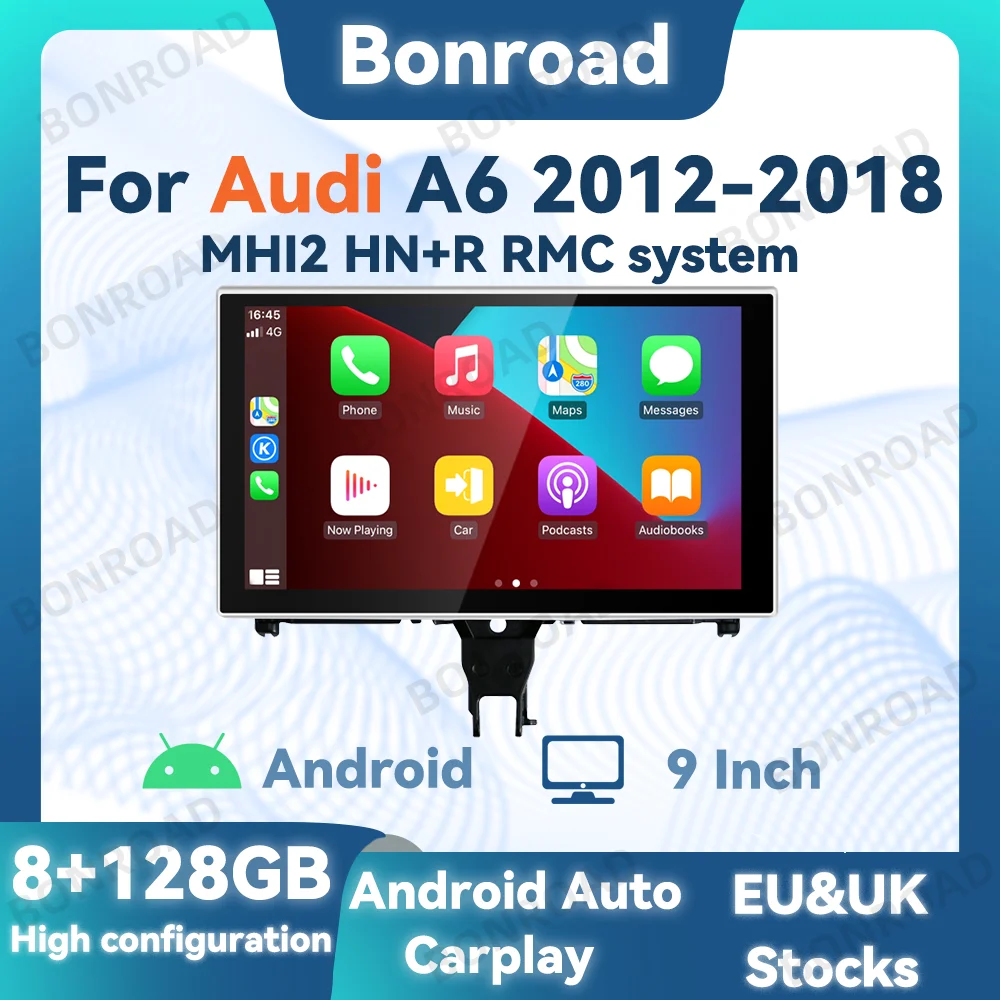 BONROAD 9 Zoll Wireless Carplay Android Auto Multimedia Player GPS Radio für Audi A6 C7 A7 2012-2018 8 + 128 GB Stereo Touchscreen Image