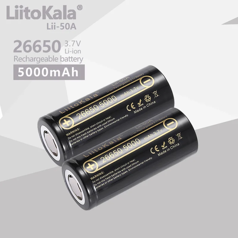 LiitoKala Lii-50A Wies 3,7 V 26650 5000mA akkus Entlader 26650-50A 20A Power batterie für taschenlampe E-werkzeuge Image