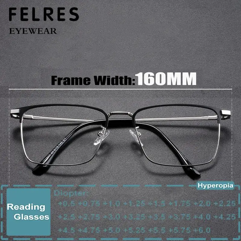 Große Größe 160mm Platz Anti Blau Licht Lesebrille Männer Legierung Rezept Optische Presbyopie Brillen Für Big Head Leser Image