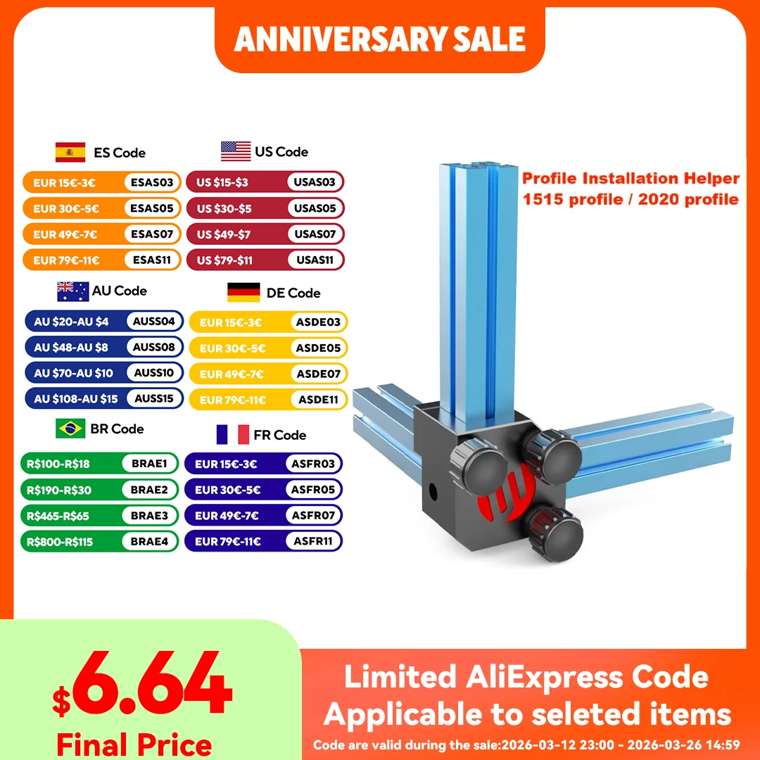 FYSETC Profil-Installationshilfe für 1515/2020 Profil CNC-Winkellineal für VORON V0 V2.4 Trident Vzbot 3D-Drucker-Teile Image