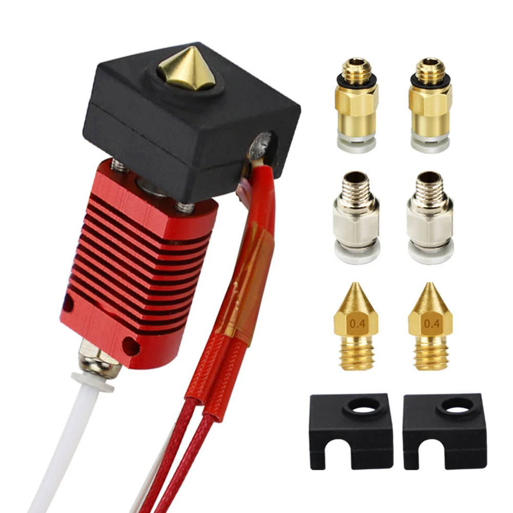9 stücke zusammen gebautes Extruder-Heißend-Kit für creality ender 3 v2/ender 3pro 0,4mm mk8 Messing düsen heiz block 3d Drucker zubehör Image