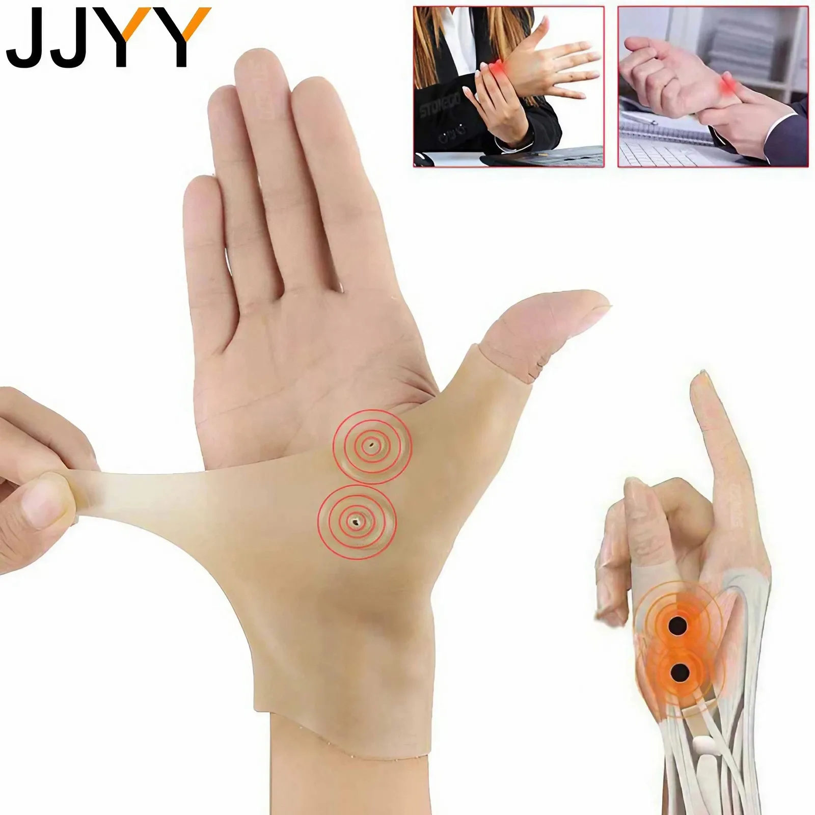 JJYY 1PC Magnetische Therapie Handgelenk Hand Daumen Unterstützung Handschuhe Silikon Gel Arthritis Druck Corrector Massage Schmerzen Relief Handschuhe Image