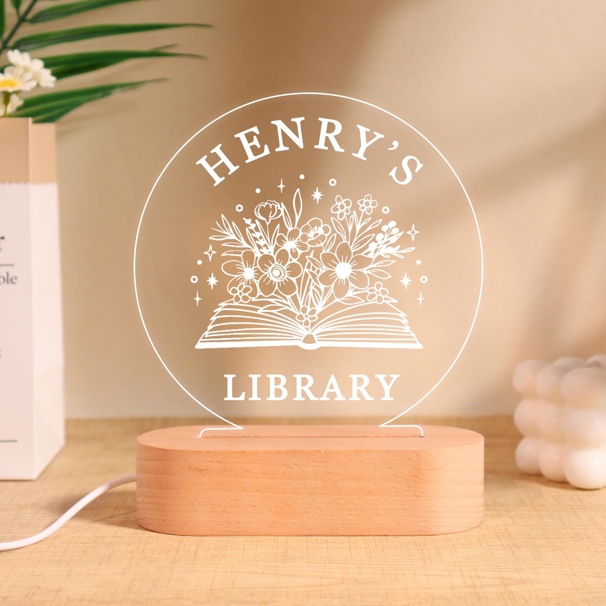 Luce notturna per biblioteca, luce LED a forma di fiore di libro, lampada notturna a forma di castello, decorazione per libreria, regalo per lettori,