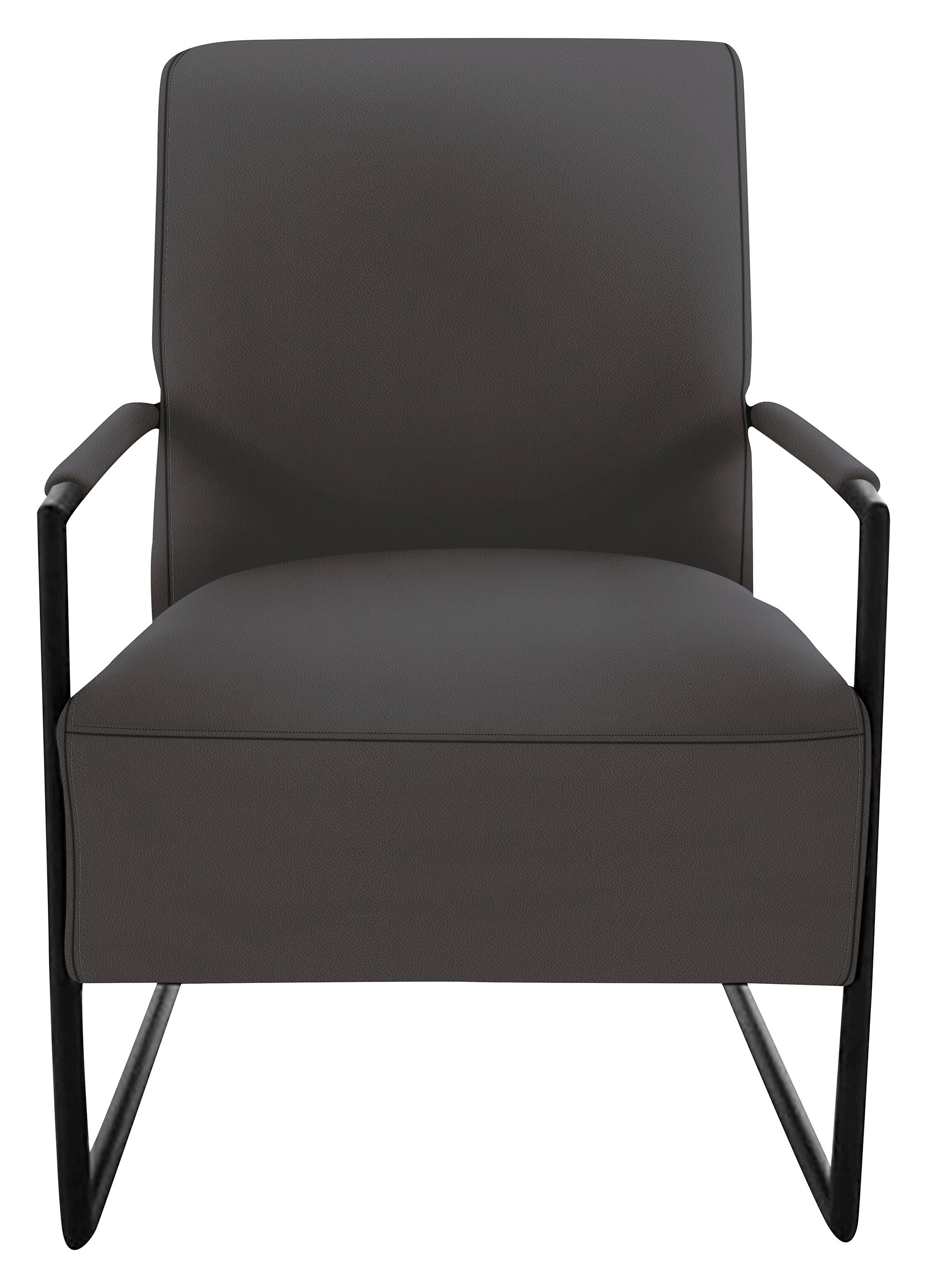 Cocktailsessel K+W KOMFORT & WOHNEN, braun (schoko), B:62cm H:77cm T:83cm, Sessel, Cocktailsessel, mit bezogenen Armlehnen, Gestell in Metall schwarz Struktur