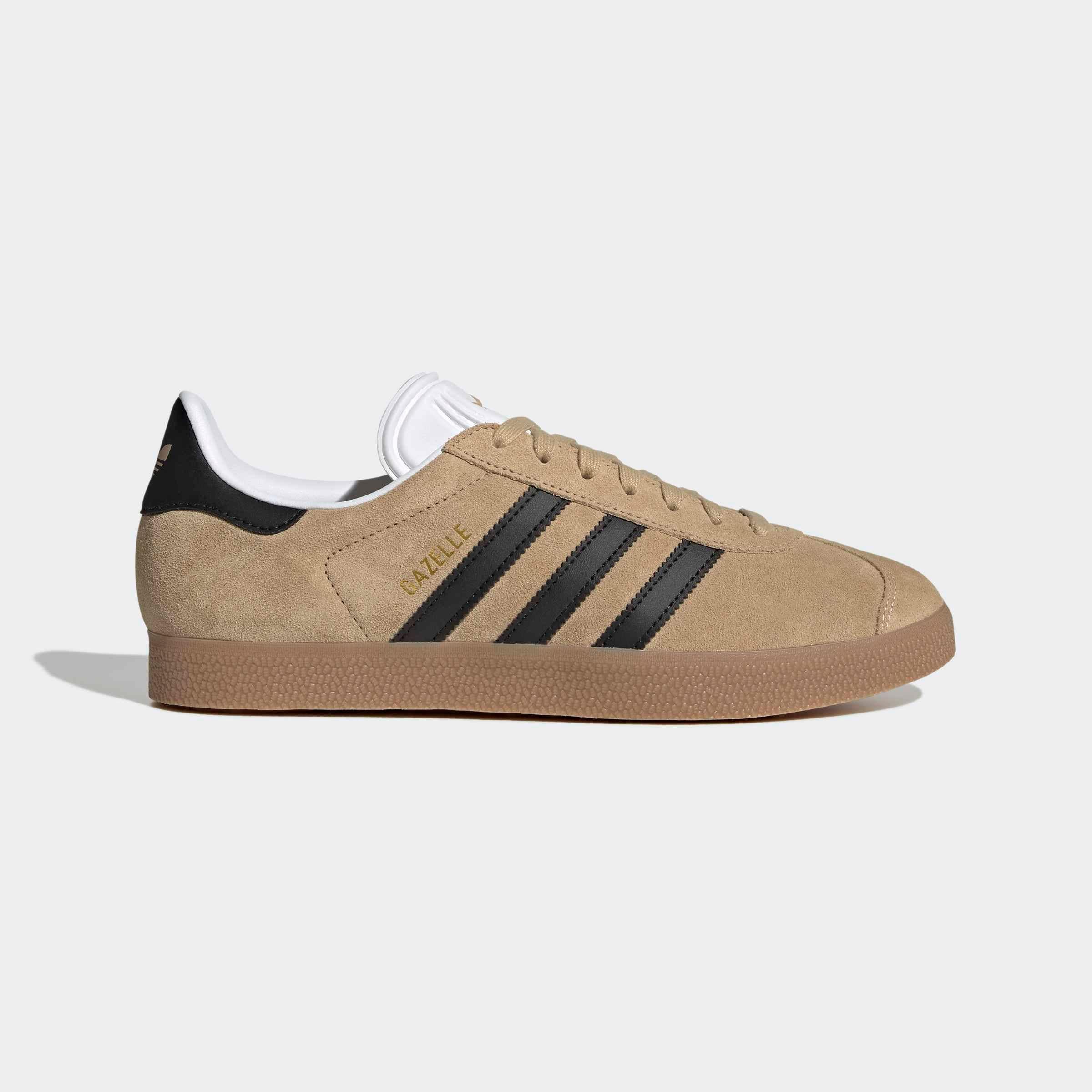 Sneaker ADIDAS ORIGINALS "GAZELLE", Herren, Gr. 41, magic beige, core schwarz, cloud weiß, Leder, Synthetik, Schuhe Sneaker