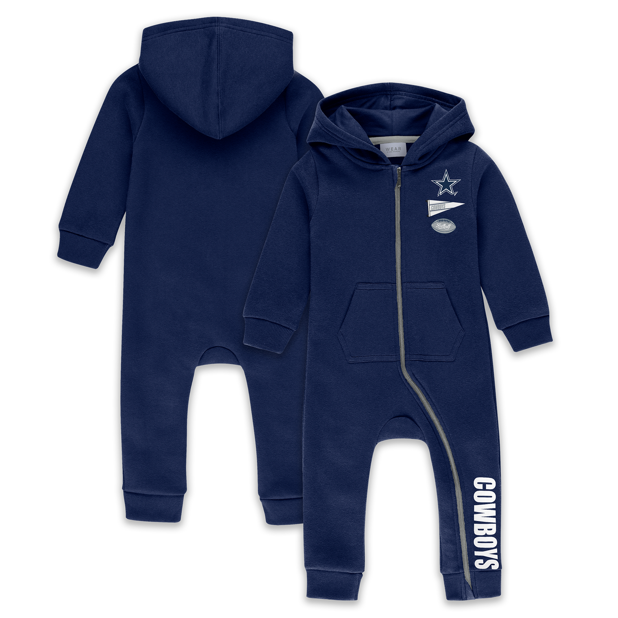 Infant & Newborn WEAR by Erin Andrews Navy Dallas Cowboys Hooded Fleece Full-Zip Coverall