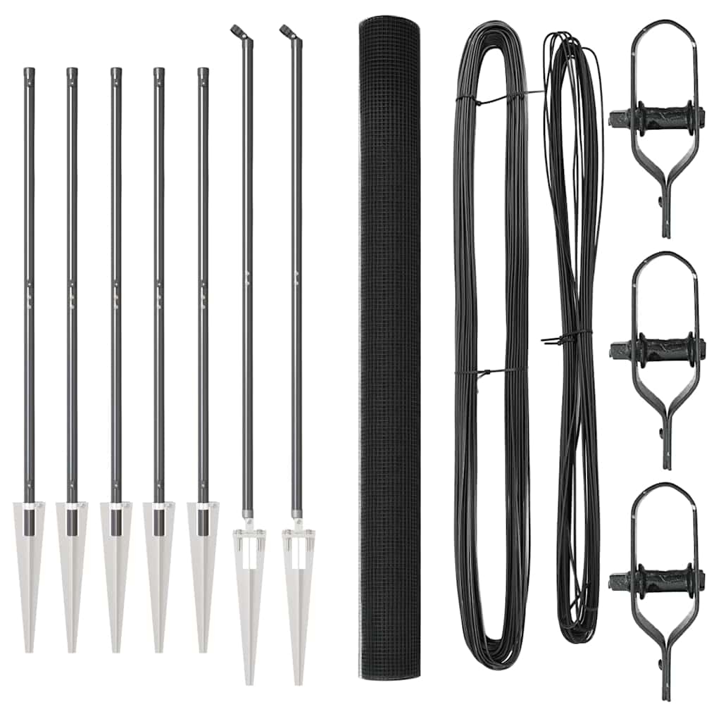 vidaXL Zaunpfosten Grau 10 x 1,5 m (16 x 16 mm Gitter) Stahl und PVC Image