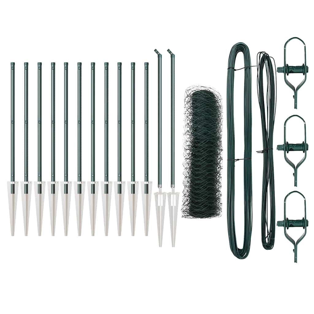 vidaXL Zaunpfosten Grün 25 x 0,4 m (36 mm Maschen) Stahl und PVC Image