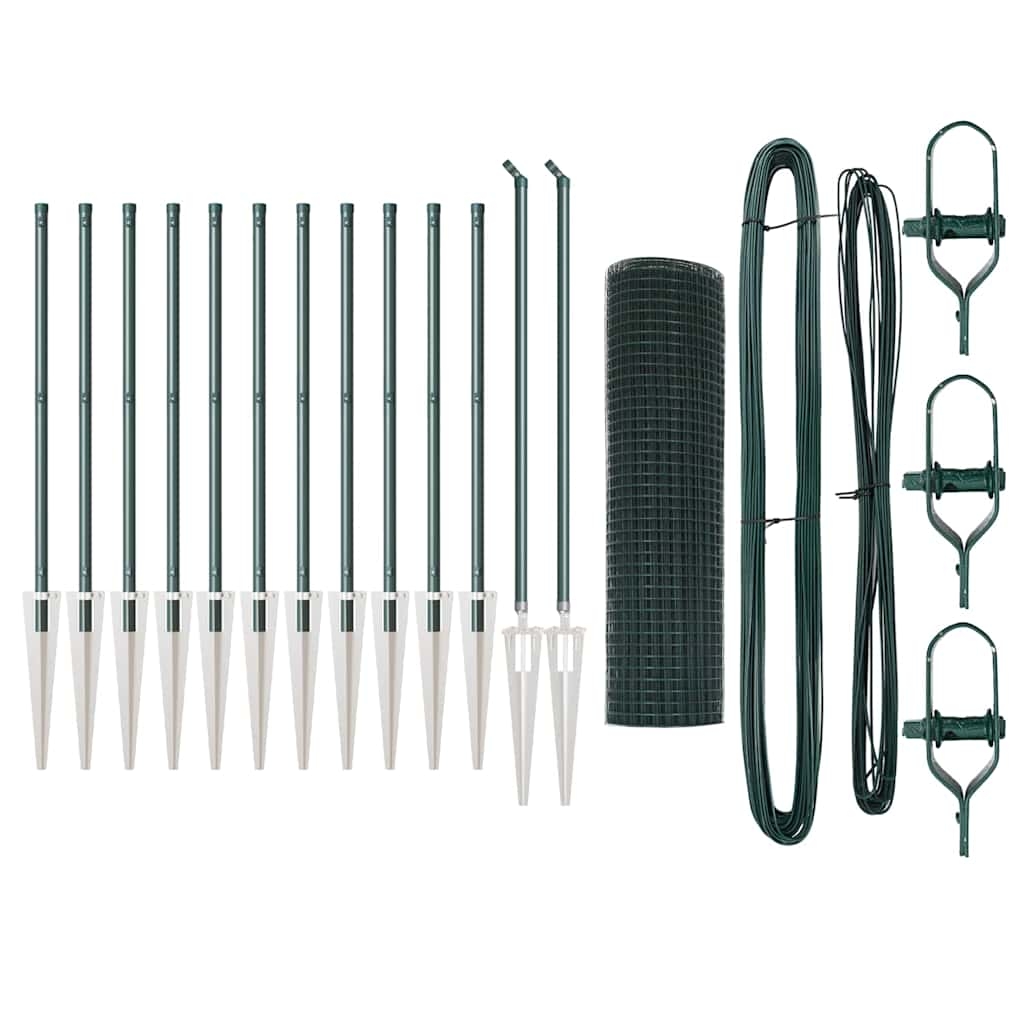 vidaXL Zaunpfosten Grün 25 x 0,8 m (19 x 19 mm Masche) Stahl und PVC Image