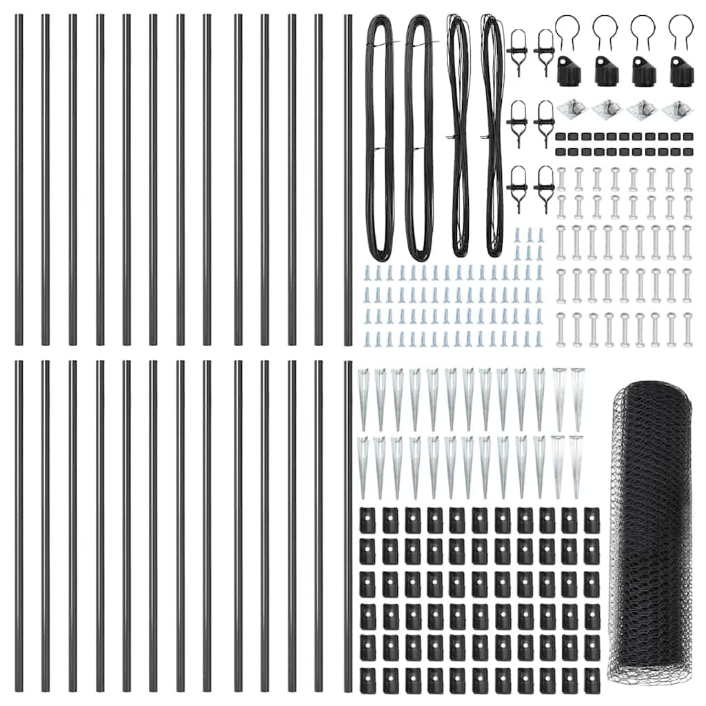 vidaXL Zaunpfosten Grau 50 x 0,5 m (13 mm Masche) Stahl und PVC Image