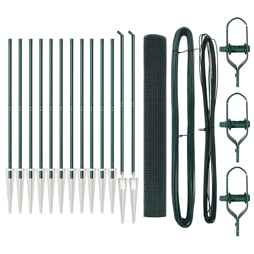vidaXL Zaunpfosten Grün 25 x 1,2 m (19 x 19 mm Netz) Stahl und PVC Image