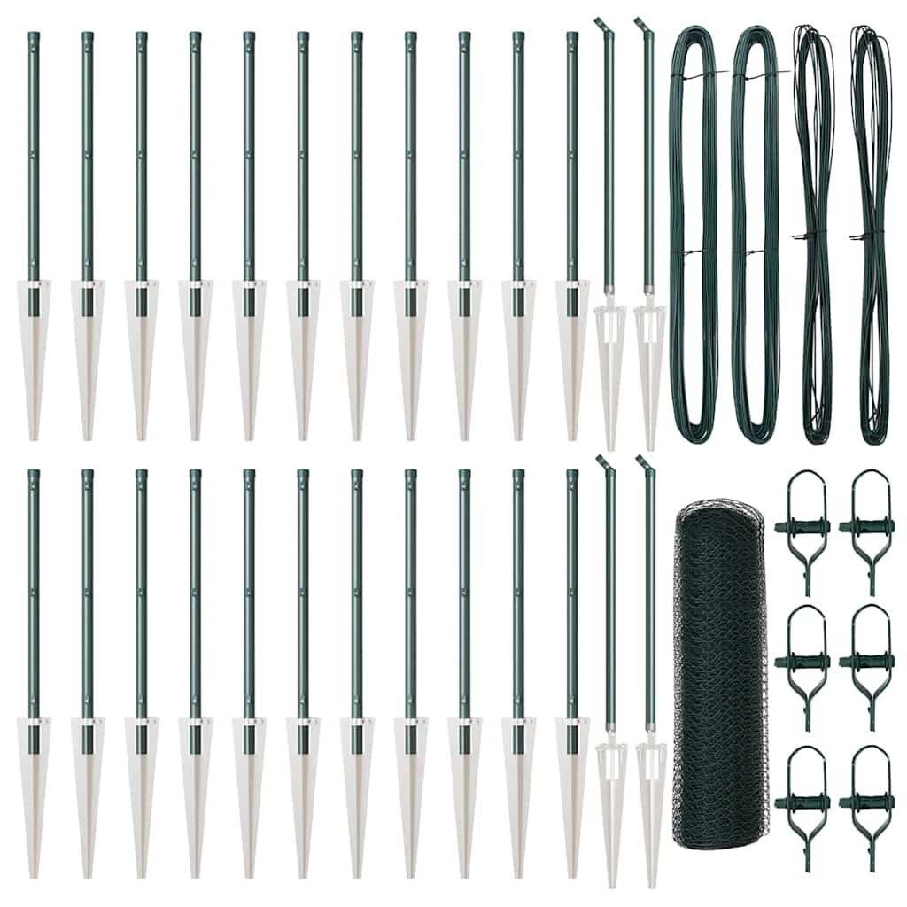 vidaXL Zaunpfosten Grün 50 x 0,5 m (13 mm Masche) Stahl und PVC Image