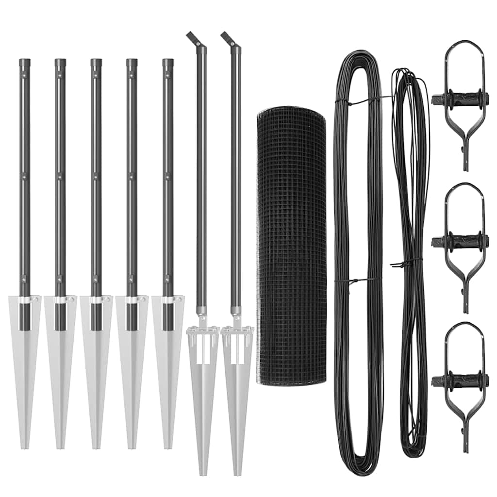 vidaXL Zaunpfosten Grau 10 x 0,4 m (25 x 25 mm Maschendraht) Image