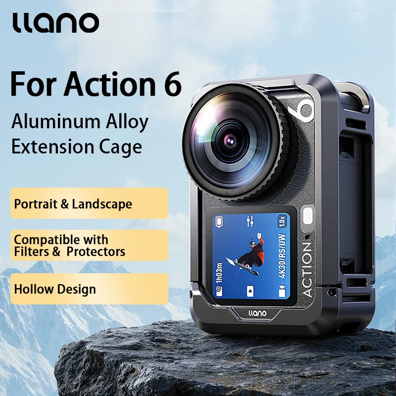 llano Ganzmetall-Action-Kamerakäfig für DJI Osmo Action 6, Sport-Action-Kamera, Montagekäfig, Kamerazubehör, Schutzhülle Image