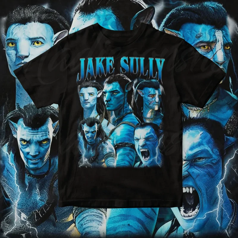2025 Jake Sully Avatar T-Shirt: Vintage-T-Shirt in weichen Baumwollfarben, 100 % reine Baumwolle, bedruckt, atmungsaktives T-Shirt für Erwachsene und Kinder Image