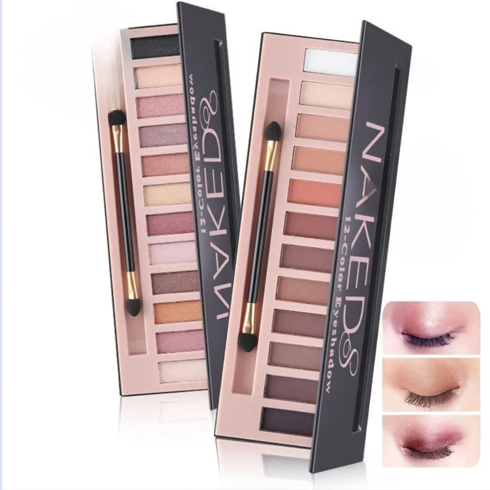 Nackte Lidschatten-Paletten, matt, perlmuttartig, langlebig, nicht verschmierend, Erdfarben, Make-up-Lidschatten, Perlglanz-Lidschatten, 12 Farben Image