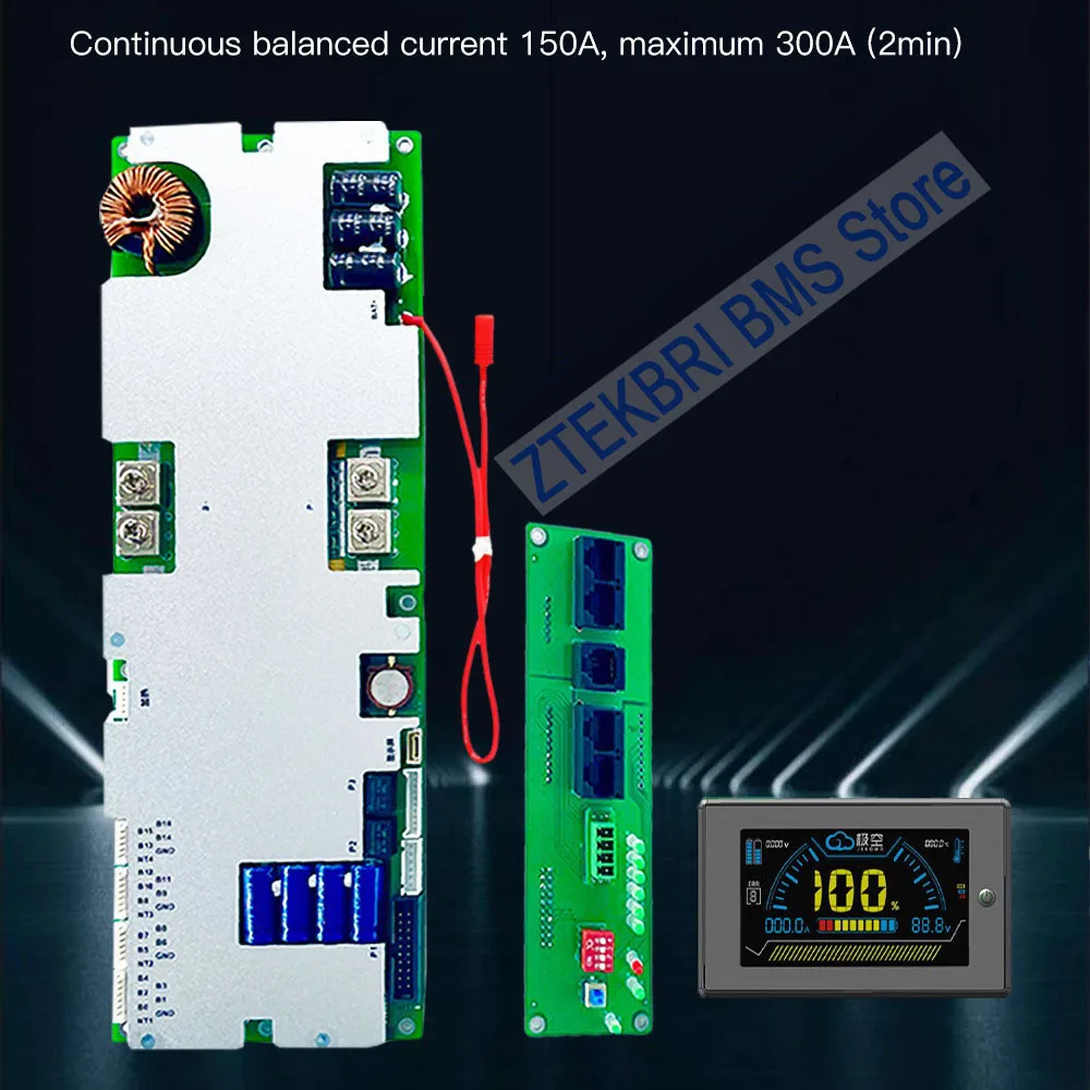 JKBMS Active Balancer Home Storage Energy Lifepo4 Smart BMS mit LCD-Bildschirm Bluetooth für 16S 100A 150A 200A DIY 12V 24V 48V Image