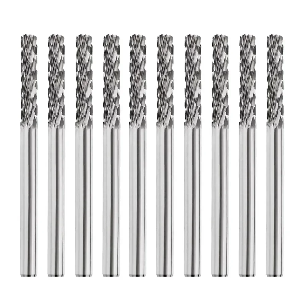 10 Stück 38 mm Hartmetall-Rotationsfeile, 3 mm Schaft, Fräser für Kupfer/Aluminium/Kohlenstoffstahl, schnelles Schneiden und Polieren Image