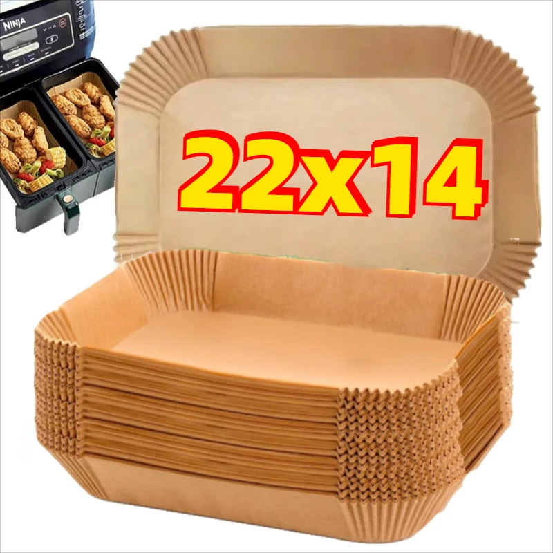 Air Fryer Kochen Backpapier für Ninja Dual XL Foodi Einweg-Papiereinlage Form Grill Kochzubehör Größe 22x14 Image