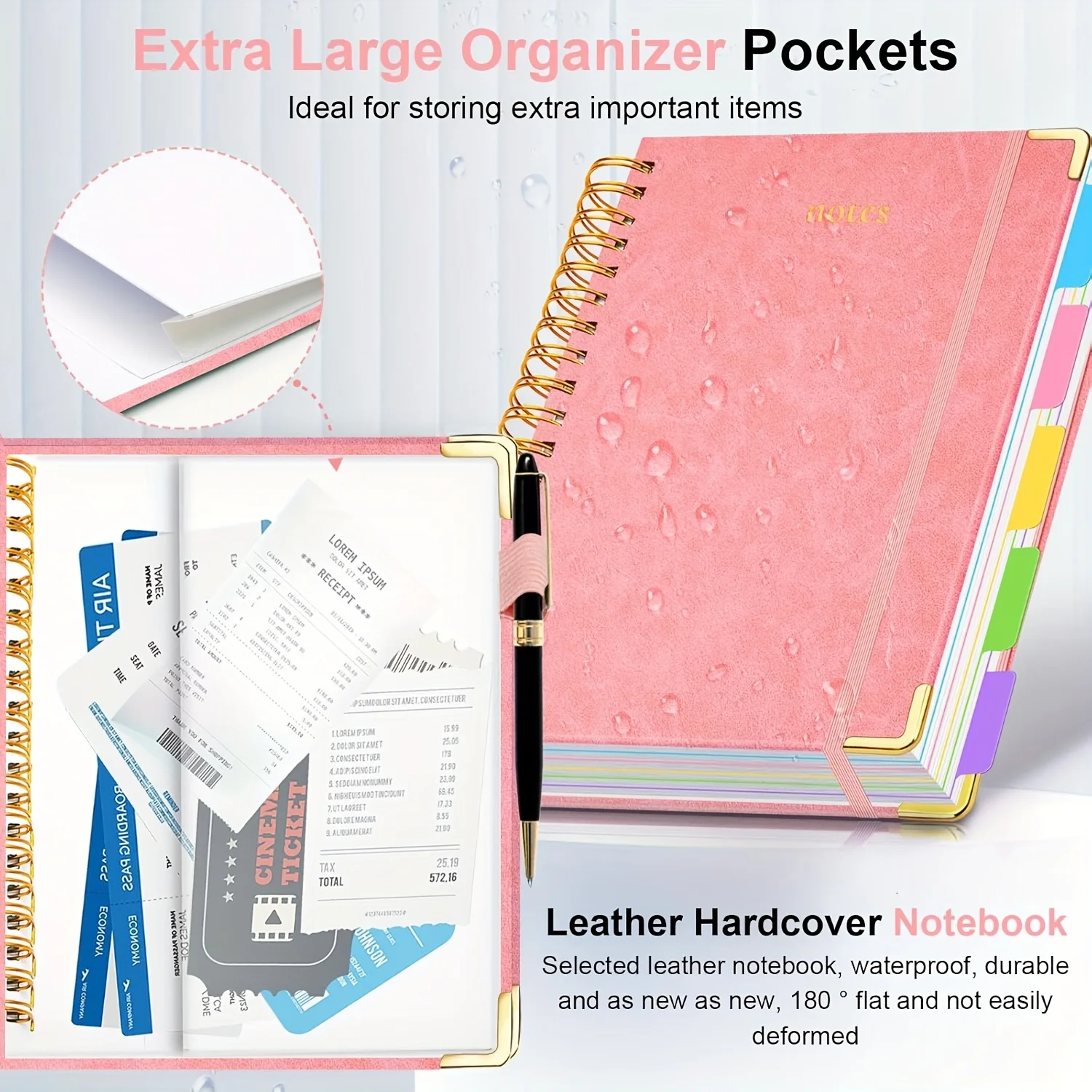 300-seitiges Hardcover-Spiralnotizbuch mit Trennwänden für 5 Fächer, geeignet für den Bürogebrauch oder als Geschenk, elegant und praktisch Image