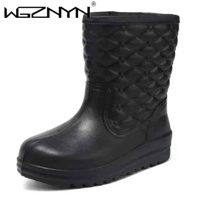 2025 neue Frauen Mode Winter Warme Regen Stiefel Wasserdichte EVA Slip-on Rain Nicht-slip Schnee Gummistiefel Stiefel wasser Outdoor Schuhe